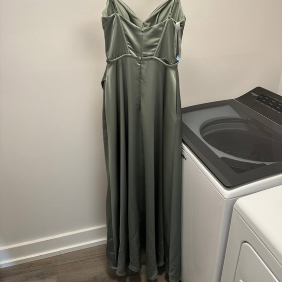 MORILEE by Madeline Gardner Silky Satin Bridesmaid Dress with Bustier Bodice - Picture 4 of 4